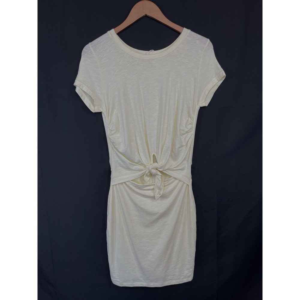 New Sundry Anthropologie T-Shirt Ruched Mini Dress M Yellow Beach Pool 90s Style
